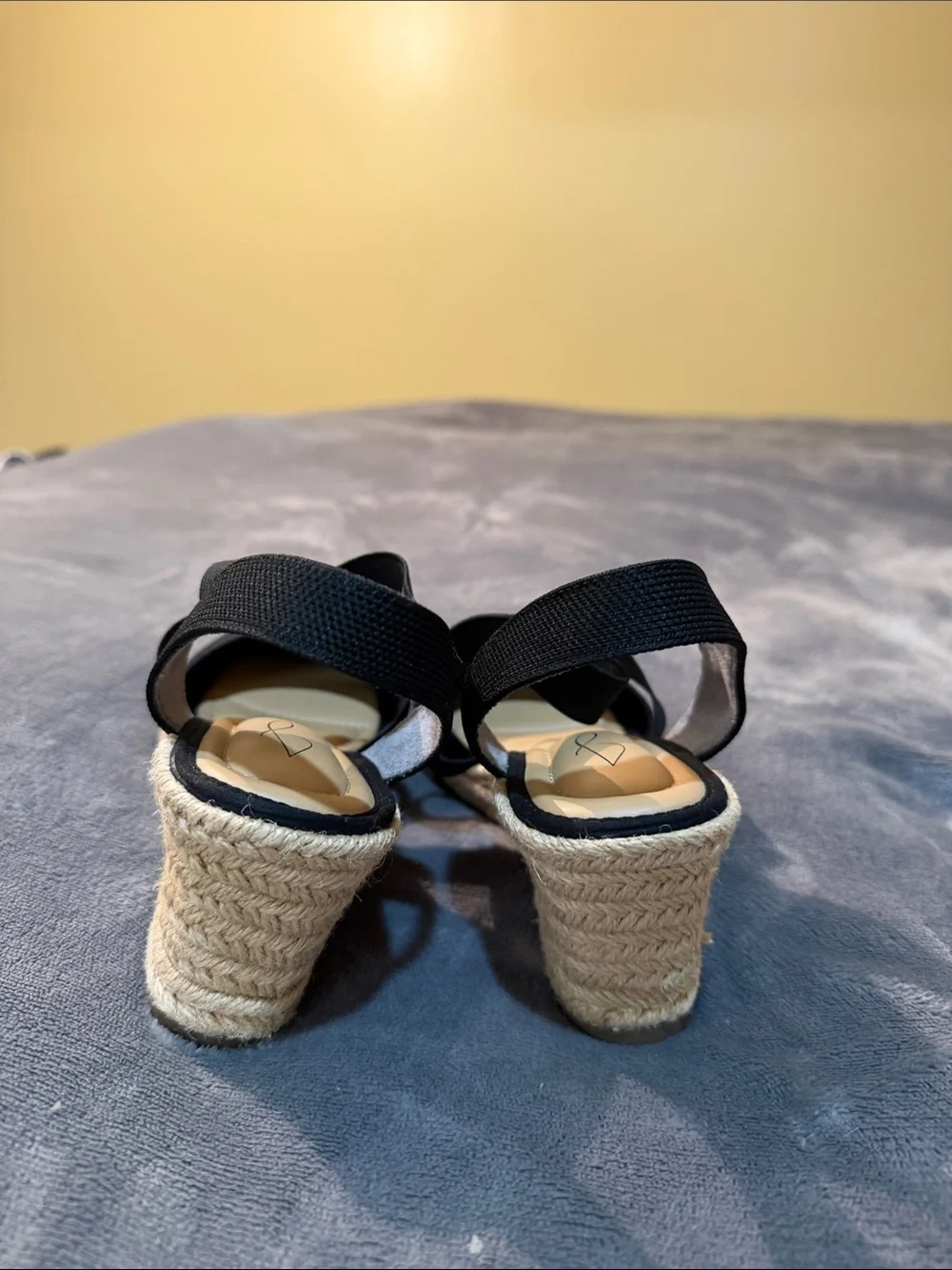 Joie Black Espadrille Slingback Wedge Sandals with Cross Elastic Straps